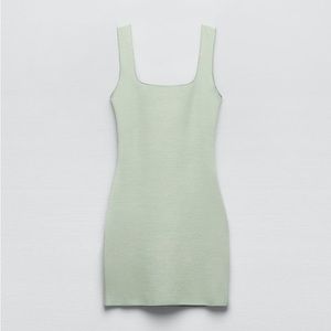 Zara stretch knit short fitted dress in sea green size M